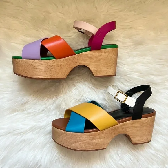 New! CHARLOTTE STONE Dermot Chunky Platform Clog Sandals in Confetti - Picture 10 of 16